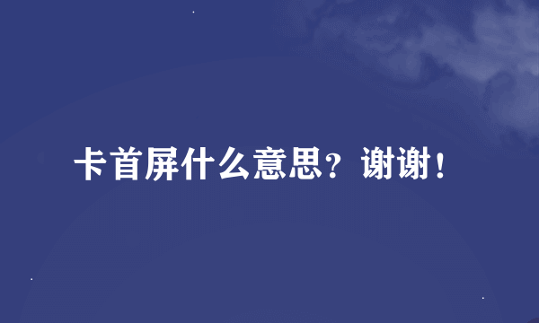 卡首屏什么意思？谢谢！