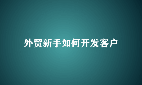 外贸新手如何开发客户