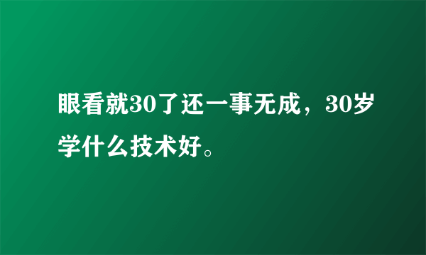 眼看就30了还一事无成，30岁学什么技术好。