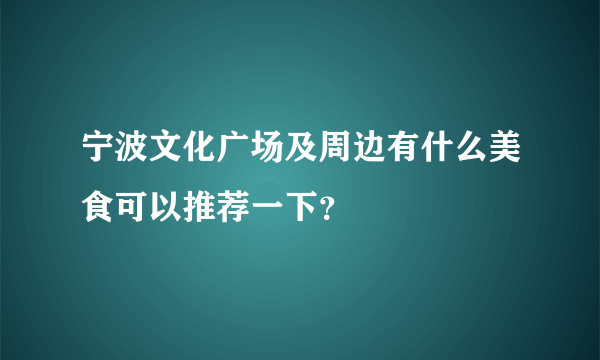 宁波文化广场及周边有什么美食可以推荐一下？