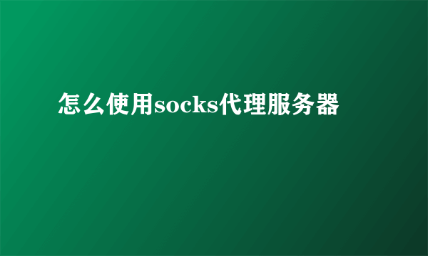 怎么使用socks代理服务器