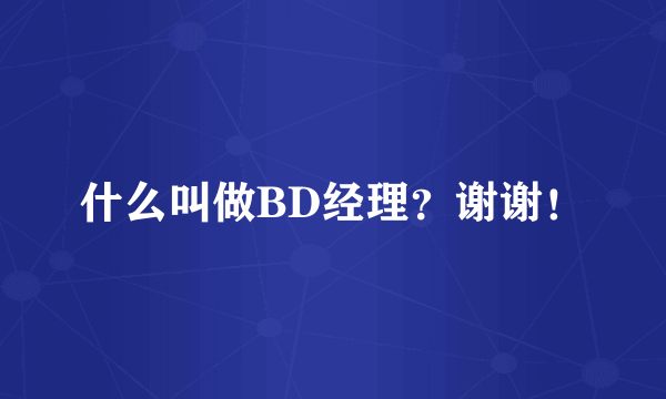 什么叫做BD经理？谢谢！