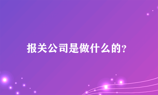 报关公司是做什么的？