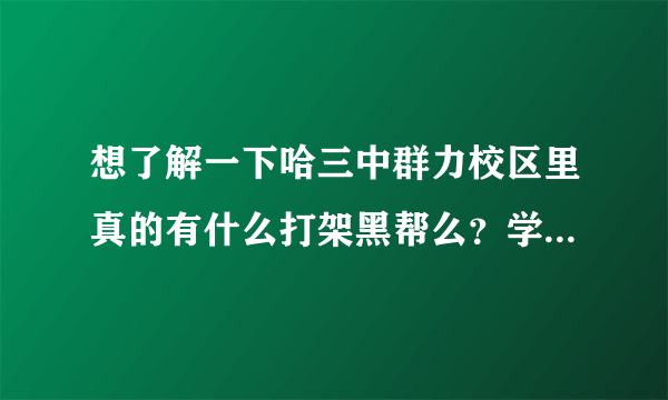 想了解一下哈三中群力校区里真的有什么打架黑帮么？学校如何？