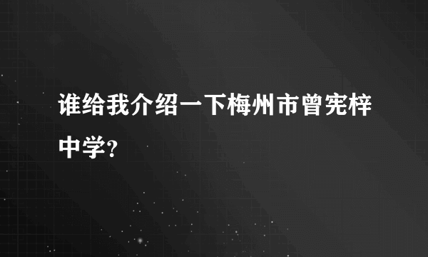 谁给我介绍一下梅州市曾宪梓中学？