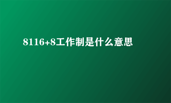 8116+8工作制是什么意思