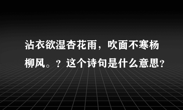 沾衣欲湿杏花雨，吹面不寒杨柳风。？这个诗句是什么意思？