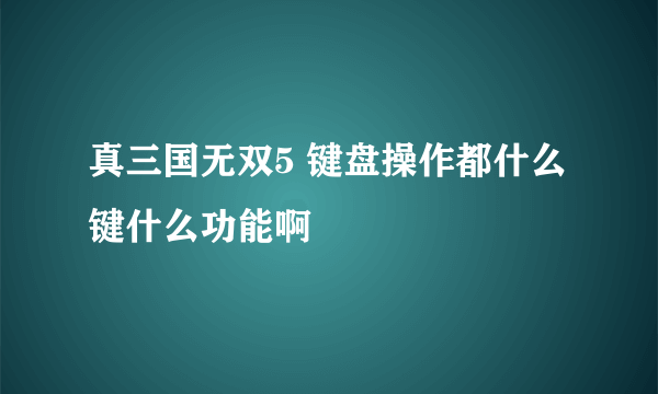 真三国无双5 键盘操作都什么键什么功能啊