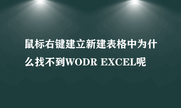 鼠标右键建立新建表格中为什么找不到WODR EXCEL呢