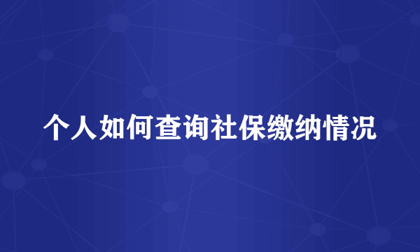 个人如何查询社保缴纳情况