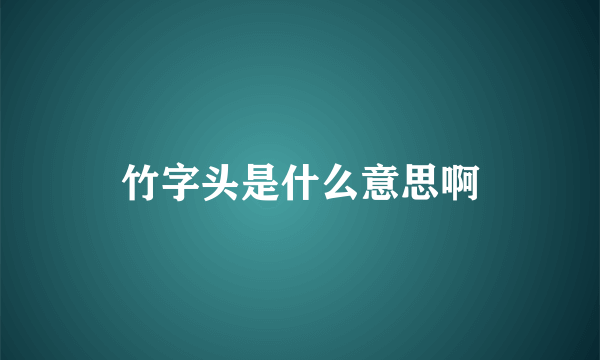 竹字头是什么意思啊