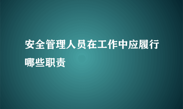 安全管理人员在工作中应履行哪些职责