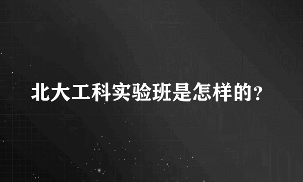 北大工科实验班是怎样的？