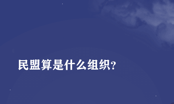 
民盟算是什么组织？

