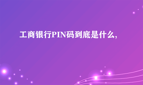 工商银行PIN码到底是什么,