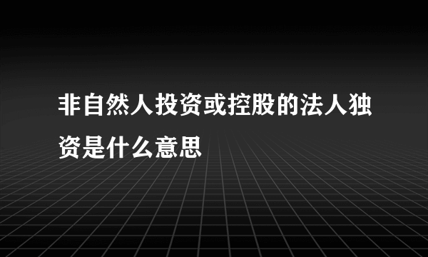 非自然人投资或控股的法人独资是什么意思