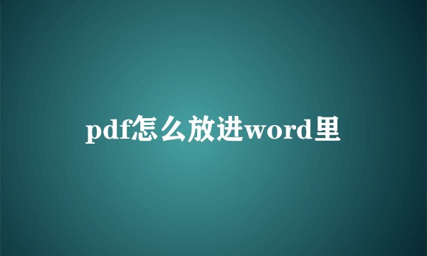 pdf怎么放进word里