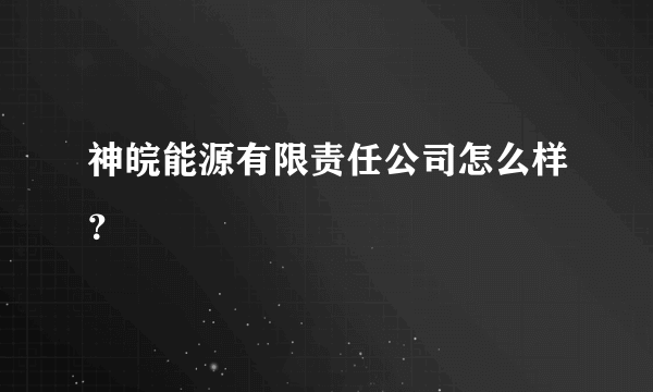 神皖能源有限责任公司怎么样？