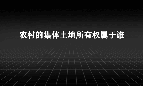 农村的集体土地所有权属于谁