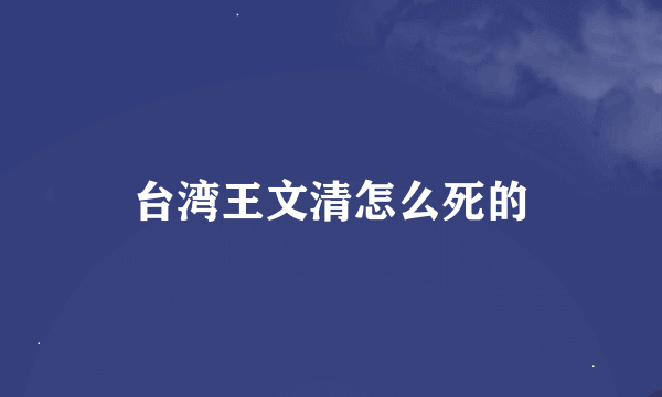 台湾王文清怎么死的