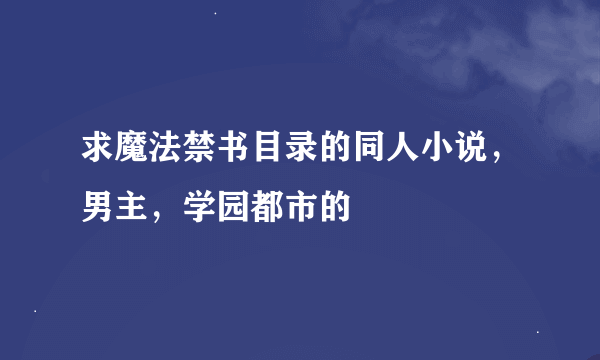 求魔法禁书目录的同人小说，男主，学园都市的