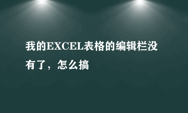 我的EXCEL表格的编辑栏没有了，怎么搞