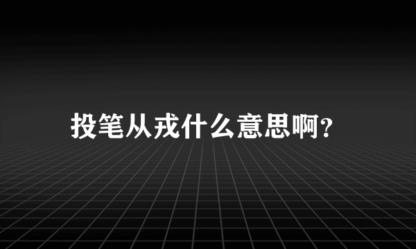 投笔从戎什么意思啊？