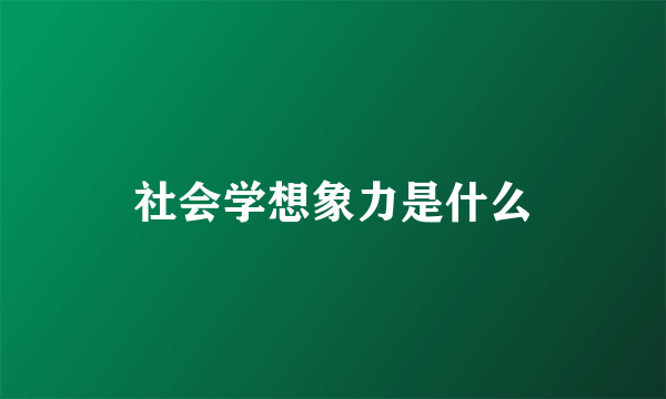 社会学想象力是什么