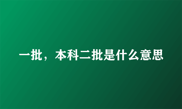 一批，本科二批是什么意思