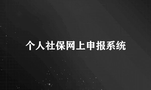 个人社保网上申报系统