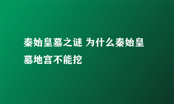 秦始皇墓之谜 为什么秦始皇墓地宫不能挖