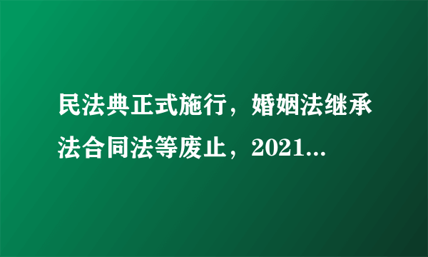 民法典正式施行，婚姻法继承法合同法等废止，2021年会有哪些变化？