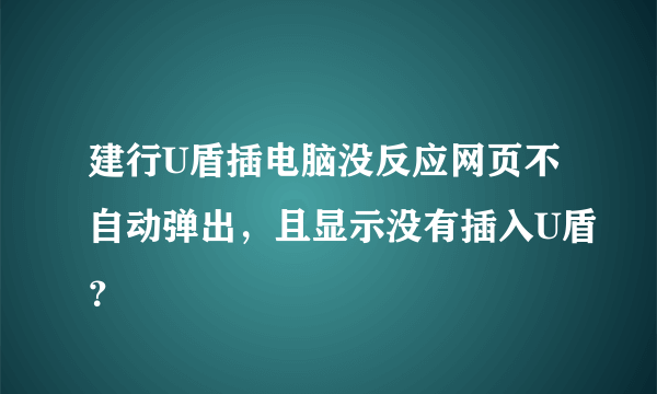 建行U盾插电脑没反应网页不自动弹出，且显示没有插入U盾？