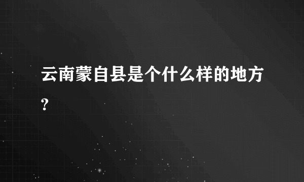 云南蒙自县是个什么样的地方?