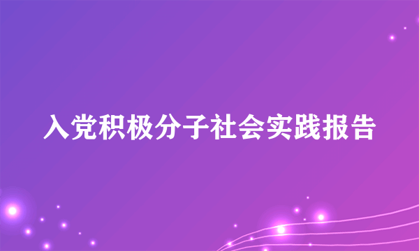 入党积极分子社会实践报告