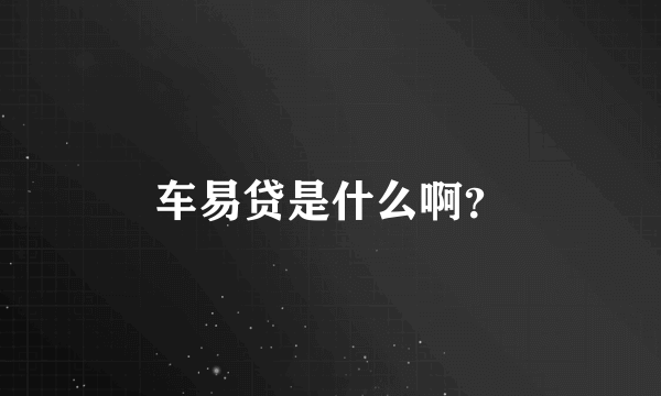 车易贷是什么啊？