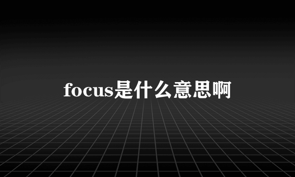 focus是什么意思啊