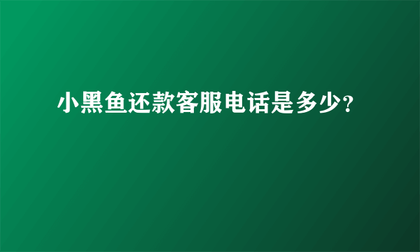 小黑鱼还款客服电话是多少？