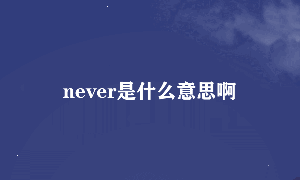 never是什么意思啊