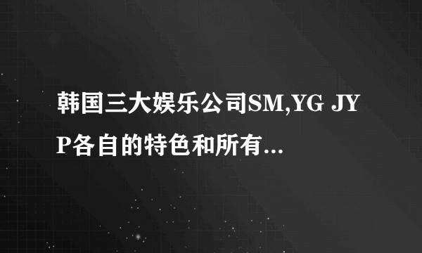 韩国三大娱乐公司SM,YG JYP各自的特色和所有旗下艺人