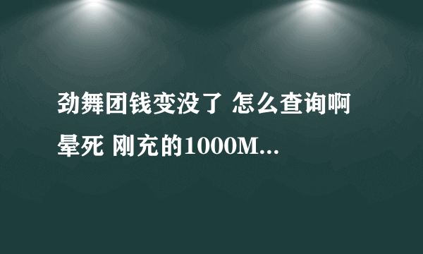 劲舞团钱变没了 怎么查询啊 晕死 刚充的1000MB还没用呢 心疼