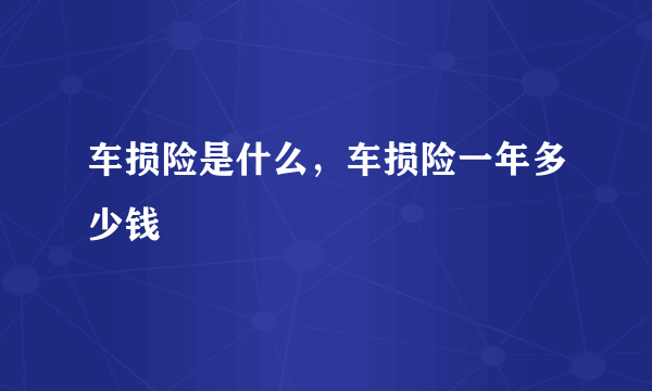 车损险是什么，车损险一年多少钱