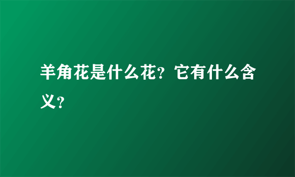 羊角花是什么花？它有什么含义？