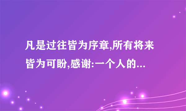 凡是过往皆为序章,所有将来皆为可盼,感谢:一个人的幸运!什么意思？