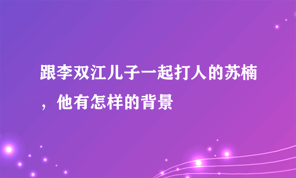 跟李双江儿子一起打人的苏楠，他有怎样的背景