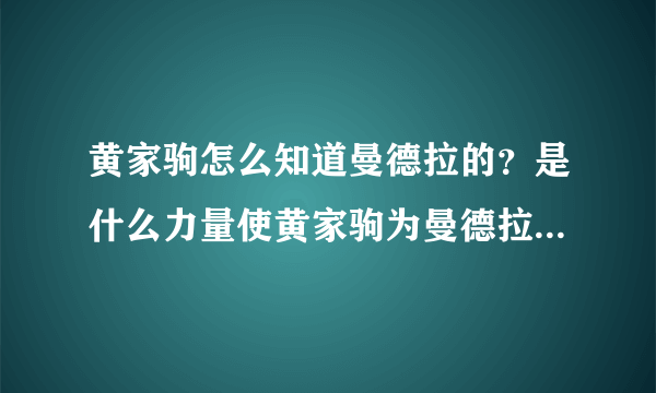 黄家驹怎么知道曼德拉的？是什么力量使黄家驹为曼德拉写歌？大道理不用说哦，说点你真心的