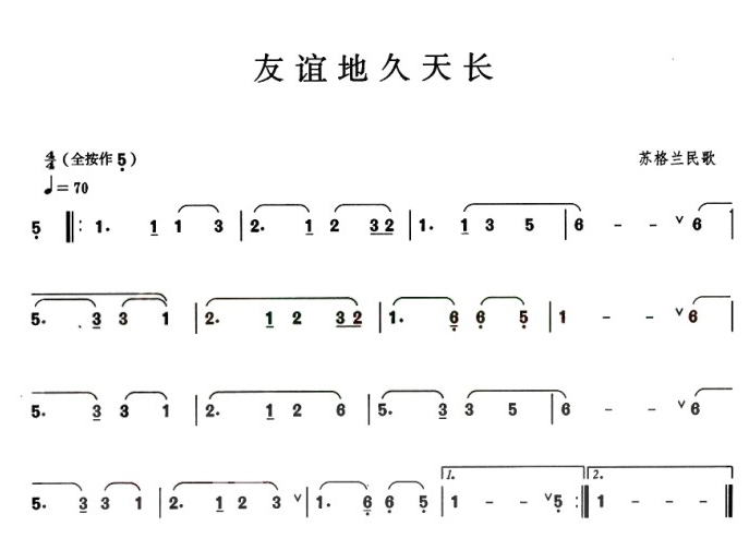 求友谊地久天长的葫芦丝简谱