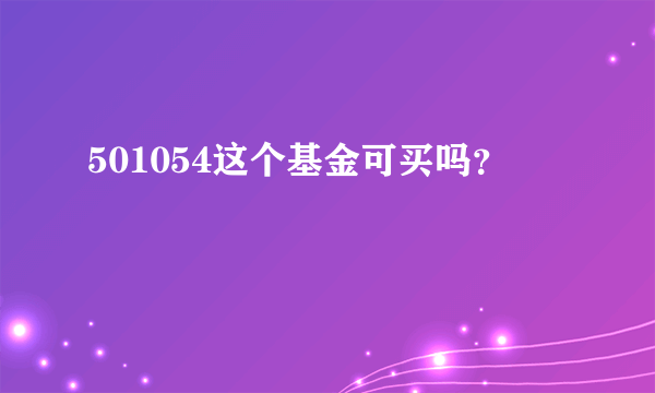 501054这个基金可买吗？