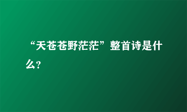 “天苍苍野茫茫”整首诗是什么？