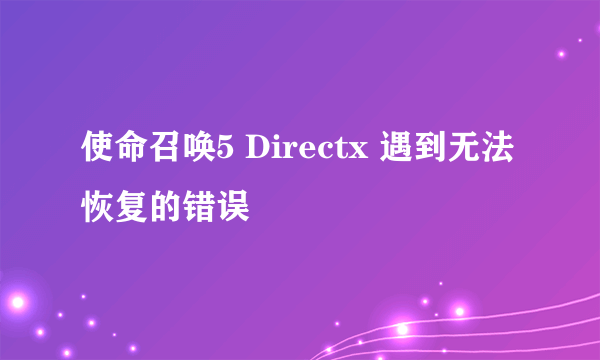 使命召唤5 Directx 遇到无法恢复的错误